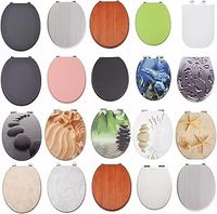 18" MDF Toilet Seat Universal Adjustable Fit Most Toilets Oval Seat┃Bathroom Standard Wooden MDF Toilet Seat | WC SEAT +Fittings┃Quick Release Toilet Seat (Water Droplets Black Novelty)