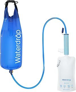 Waterdrop Water Filter Camping, Personal Water Filter Straw with Gravity Water Bag, 0.01 Micron Water Filtration System Drinking Water Purifier for Survival Equipment, Emergency Hiking
