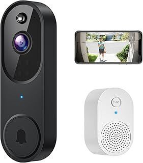 SHARKPOP 1080p Video Doorbell Camera Wireless with 2-Way Audio, Ring Chime Included, Smart Human Motion Detection, HD Night Vision, Cloud Storage, Easy Installation, Real-Time Alerts for Home Security