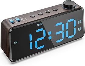 ANJANK Bedside Radio Alarm Clock - 0-100% Dimmer, Dual Alarm with Weekday or Weekend Mode, USB Charger, Easy to Set, Mains Power with Battery Backup, Large Display Easy to Read Across The Room
