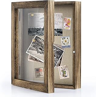 Love-KANKEI 8x10 Shadow Box Frame with Linen Back Picture Memory Box Display Medals for Tabletop or Wall Mount Carbonized Black