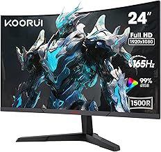 KOORUI 24 Inch Gaming Monitor, FHD 1080P Curved Monitors, 180Hz VA 1ms 1500R Computer Screen with Adaptive Sync, HDMI X2 /DP, VESA Compatible, Tilt Adjustable, Eye Care