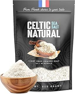 Celtic Organic Sea Salt 600g | Celtic Sea Salt | Made in France | 82+ Essential Minerals | Celtic Organic Salt | Coarse Celtic, Light Grey, Premium, Hand-Harvested, Unrefined (600 grams)