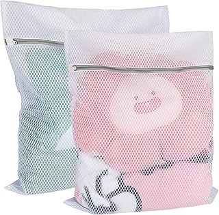 Vivifying Mesh Laundry Bag, 2 PCS Large Washing Machine Bag with Zip, 23 x 19 inch Honeycomb Net Washing Bags for Delicates, Socks, Clothes (White)