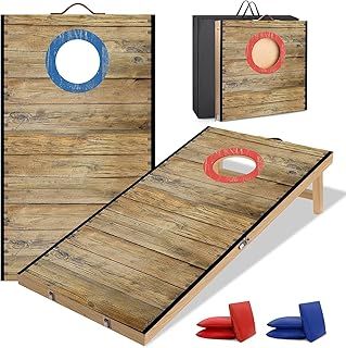 NZQXJXZ Cornhole Game Set, 2 ft x 1 ft Solid Wood Premium Corn Hole Boards with 6 Bean Bags and a Carrying Bag, Corn Toss Game Set for Kids and Adult