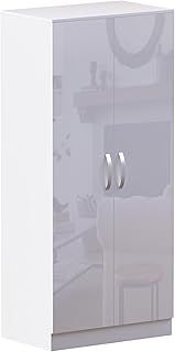 Vida Designs 2 Door Wardrobe, High Gloss, White, 47 cm D x 76 cm W x 170 cm H