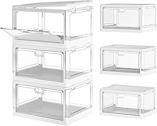 Storage Boxes with Lids - 25L*3 Plastic Storage Box with 3 Lids, Stackable Storage Boxes, Storage Drawers, Large Storage Box with Lids for Bedroom, Living Room, Kitchen, 3 Packs