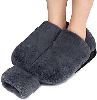 Foot Warmer, 2L Hot Water Bottle Slippers Non Electric, Heated Foot Warmers Cushion Washable and Removable, 36x30cm Heated Slippers Pad for feet, Suitable for Women and Men(Dark Grey)