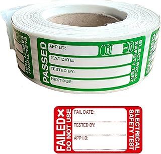 500PCS 51x24MM Pass & 43x23MM 50PCS Fail Pat Testing Stickers Labels Pass Pat Test Stickers Fail Pat Testing Labels Pat Testing Equipment Electrical Test Labels Pat Test Kit