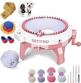 Zcvtbye SENTRO Knitting Machine, 48 Needles Smart Weaving Round Loom, Knitting Machines Knitting Board Rotating Double Knit Loom Machine Kit for Adults/Kids DIY Knit Scarf Hat Sock