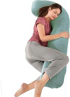 Pregnancy Pillow for Sleeping, J Shape Comfort Velvet Maternity & Body Pillow, Nursing, Support Full Body Pillow for Pregnant, Support Hips, Leg, Back for Pregnancy Pillow with Removable and Washable