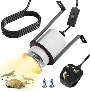 Mineup Reptile Heat Lamp Holder, E26/E27 300W Reptile Ceramic Heat Lamp Holder with On/Off Switch, 360° Adjustable Bulb Pet Heater Bracket for Snake Lizard Turtle(No Bulbs) [Energy Class A]