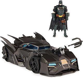 DC Comics, Crusader Batmobile Playset with Exclusive 10-cm Batman Figure, 3 Super-Villain Paper Figures, Kids’ Toys for Boys and Girls Aged 4+