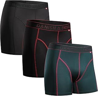 DANISH ENDURANCE Running Boxers Men, Anti Chafing Underwear, Long Leg or Regular, Breathable Sports Boxers, Moisture Wicking, 3 Pack