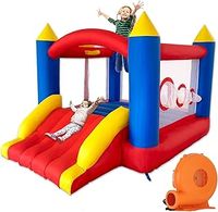 Bouncy Castle for Children, Inflatable Bounce House with Slide, Trampoline, Basketball Hoop, Inflatable Bouncer with Air Blower for Indoor Outdoor
