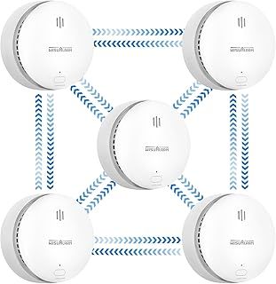 Smoke Alarm,10 Years Battery Life,Interlinked Smoke Alarms, Fire Alarms for Home Scotland Interlinked,Smoke Detector Can Remote Control,Compliant with EN14604, CE Certified (5 Pcs Pre-Linked Smoke)