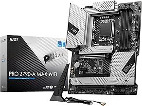 MSI PRO Z790-A MAX WIFI Motherboard ATX - Supports Intel 12th & 13th Gen Core Processors, LGA 1700 - 80A SPS VRM, DDR5 Memory Boost 7800+MHz/OC, PCIe 5.0x16 Slot, 4xM.2 Gen4 Slots, Wi-Fi 7, 2.5G LAN