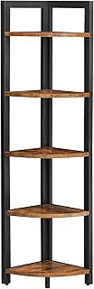 VASAGLE 5 Tier Corner Bookcase Corner Bookcase Multipurpose Plant Rack Storage Unit for Living Room Bedroom Office Industrial Style Rustic Brown and Black LLS803B01