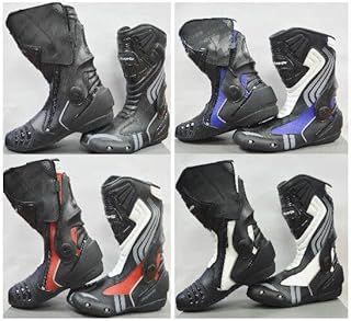 LV14 Motorcycle Motorbike Leather Sports Winter Protective Boots Red Blue Black