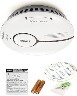 Smoke Alarm, Fire Alarm 10 Years Life Smoke Detector with LED Indicator&Test Button, Replaceable Battery,Conforms to EN14604 Standard, Sound and Flash Alarm 85dB for Home Kitchen, Easy Install