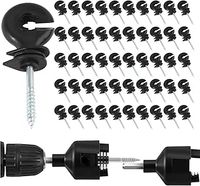 50Pcs Electric Fence Ring Insulators Electric Fence Insulator, Screw Insulators, Screw Ring Insulators, Electric Fence Accessories for Wooden Posts and 1 Piece Electric Fence Drill Chuck