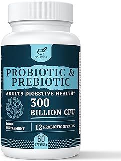 300 Billion CFU Probiotics for Digestive Gut & Immune Health, Advanced Strength Probiotics with 12 Diverse Strains + 3 Prebiotics for Women & Men (60 Count (Pack of 1))