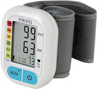 HoMedics Automatic Wrist Blood Pressure Monitor - Compact and Portable, Quick and Easy for a Single User to Measure and Store up to 60 Blood Pressure Measurements