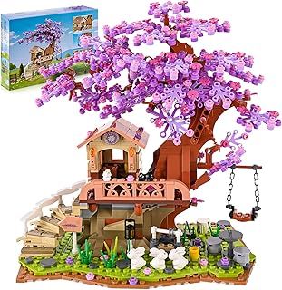 VEPOWER Tree House Building Toy, Friends Sakura Bonsai Treehouse with LED Light, Creative Forest Set for Kids, Best Roleplay Gift for Girls and Boys aged 8-12 (841 PCS)