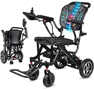 WISGING (47CM-Wide Seat) Folding Electric Wheelchair, Super Ultra Lightweight Foldable Wheelchairs (Only 18KG), Power Mobility Aid Motorized Wheel Chair for Travel