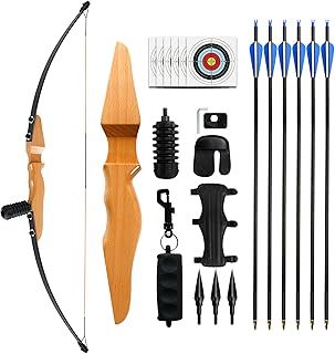 REAWOW Archery Recurve Bow and Arrows Set for Adults Takedown Bows Survival Bow Hunting Longbow Kit Right Hand Straight Bow for Beginner Outdoor Hunting Shooting Practice