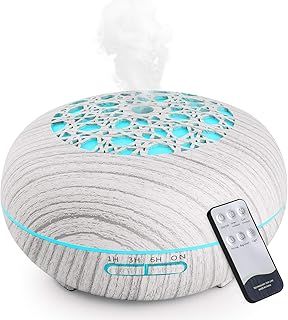 WD&CD 550ML Essential Oil Diffusers Ultrasonic Aroma Diffuser Humidifier Cool Mist with Remote Control, Waterless Auto-off, Adjustable Mist Mode, 7 Colors, 3 Timer Setting/Whisper Quiet (White)