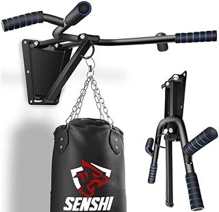 Senshi Japan Wall Mounted Punch Bag Bracket With Pull Up Bar, One piece design holds up to 500 KG, Outdoor Chin Up Bar Punch Bag Hanger For Outside & Boxing Gyms