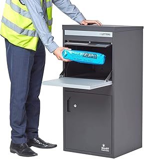 Smart Parcel Box - Extra Large Parcel Box Outdoor, Grey Delivery Box With Secure Front & Rear Access, Waterproof, Durable, Lockable Weatherproof Parcel Drop Box For Multiple Packages