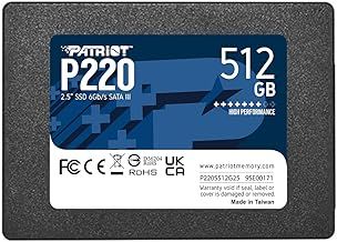 Patriot P220 SATA 3 512GB Internal Solid State Drive 2.5” - P220S512G25