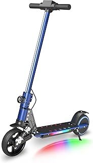 Electric Scooter,6.5'' Foldable Electric Scooter,Colorful Lights Kids Electric Scooters Max 8Mph,3-5 Miles of Range,Electric Scooter Kids LED Display,Shock Absorbing Comfort E Scooter