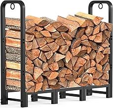 Amagabeli 4ft(121cmx30.48cmx105cm) Fireplace Log Rack Outdoor Heavy Duty Log Storage Holder for Firewood Wood Stacker Log Carrier for Metal Kindling Stand Steel Tubular Wood Rack log Stores Outdoor