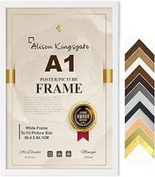 Premium A1 Frame White Modern Picture Frame Flat Style A1-59.4cm x 84.1cm- White Photo Frame With Clear Perspex Safety Glass - Use In A1 Poster Frame (A1 Frame, White)