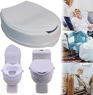 Easigear Raised Toilet Seat with Lid, White, 10 cm Height
