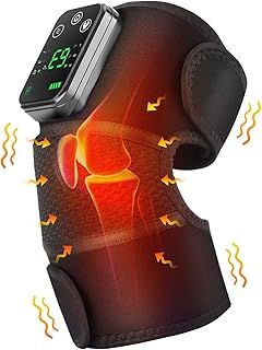 MOAJAZA Heated Knee Massager & Brace Wrap, Vibration Heating Pads, 3 Adjustable Intensities & Temperatures, Elbow/Shoulder Relax, Black