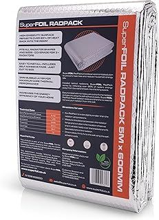 SuperFOIL Radpack Radiator Insulation Reflective Foil - 0.6m x 5m - Enhances Radiator Efficiency - Easy to Install, Adhesive Pads Included