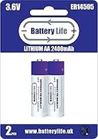 Battery Life AA 3.6v Batteries ER14505 Lithium (2 pack) 2400mAh for Garage Gates Automatic Doors Alarms Water Electricity Gas Meters