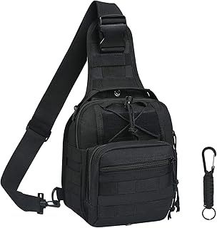 flintronic Tactical Shoulder Bag, Tactical Molle Sling Chest Pack, Laptop Daypack Daysack Military Mini Backpack for Hiking,Cycling, Traveling (Include 1*Keychain)