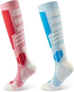 Merino Wool Ski Socks for Mens Womens, 2 Pairs Ski Socks for Mens Womens,Knee High Thermal Socks with Full Cushioned for Winter,Skiing, Snowboarding, Sports.