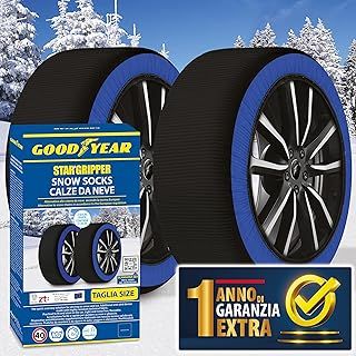 GoodYear Star Gripper Italian Approved Snow Socks EN 16662-1:2020 Two Fabric Snow Chains for Cars. Snow Sock Size XL