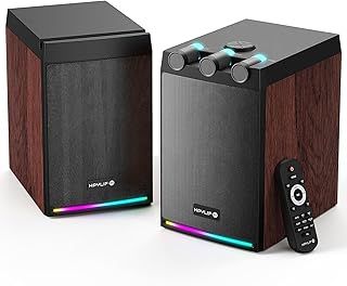 Active Bluetooth Bookshelf Speakers | Amplified HiFi Speakers with 100W 2.0 Channel 4" Drivers | Powered Studio Speakers with FM, MIC, USB & AUX Input | Remote Control Included