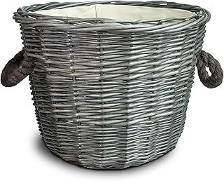 Vintage Rope Handle Heavy Duty Log Basket Home Storage Basket Toys Box (Round)