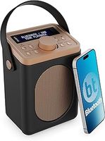 Portable DAB+ Radio with Bluetooth | 15 Hour Battery Playback and Mains Powered | Dual Alarm & Snooze Function| 20+ Presets, LED Display, FM, Headphone Jack | MAJORITY Little Shelford (Black)