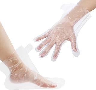 200pcs Plastic Disposable Socks and Hand for Paraffin Wax for Hands and Feet,Plastic Gloves Foot Mask,Spa Set Disposable Plastic Socks,Paraffin Wax Bath Liners for Feet Hand, Clear Foot Mask Socks