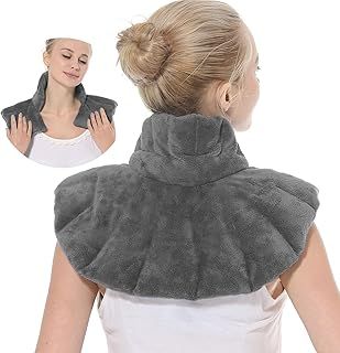Aroma Season Heated Neck Warmer for Pain Microwave Neck and Shoulder Heat Pad Heated Neck Wrap Neck Pain and Arthritis Relief (Grey)