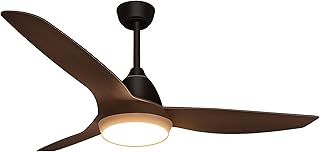 Ceiling Fan with Lighting and Remote Control, Lamp with Fan Flat 52 Inches AC, Quiet 3 Blades Ceiling Fan with Lights Led 24W for Bedroom Living Room (Black)